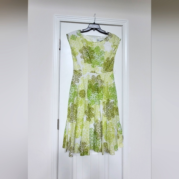 Jessica Howard Beautiful Green Print Dress Sz-10 Petite - Picture 7 of 12